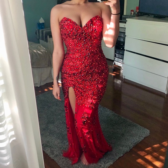 Jovani Dresses & Skirts - Jovani 4247 Red Crystal Prom Dress